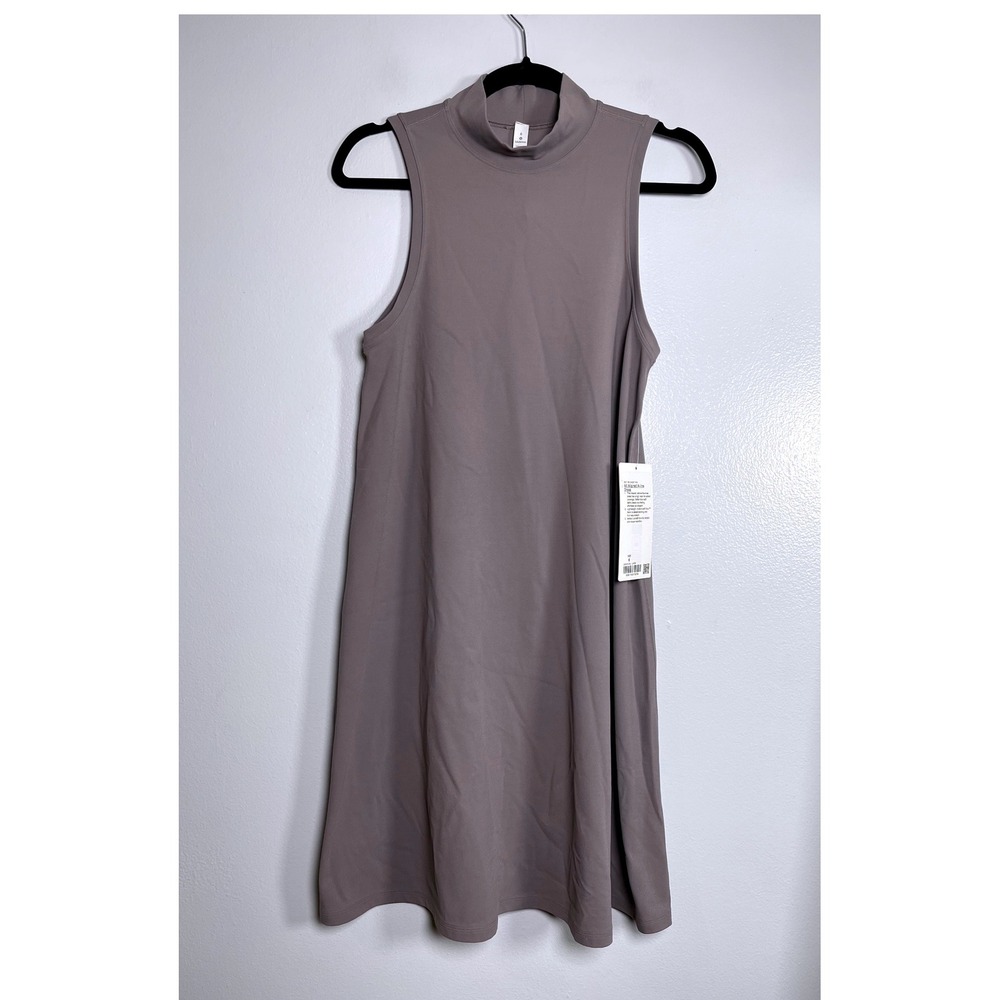 LULULEMON All Aligned A-Line Mini Dress Beige Grey Size 6 NEW Active Travel